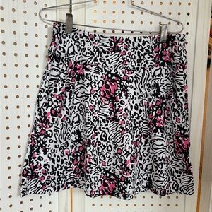 Tail Black and Pink Animal Print Skater Skirt
